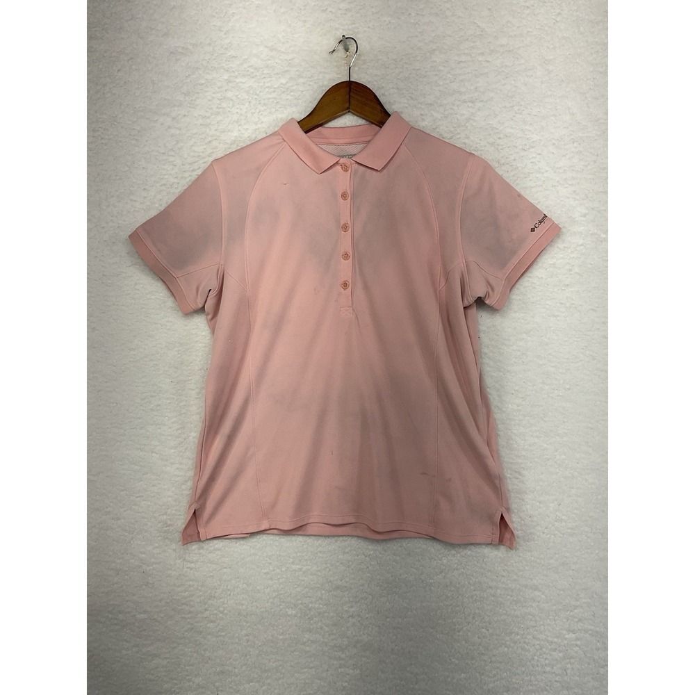 Women's Columbia PFG Coral Salmon Pink Vented Short Sleeve Shirt Size L